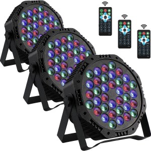 3 Pack LED Par Lights 36 LED DJ Stage Light 7 Channel Par Lighting for Stage with Remote Control and DMX Control Sound Activated