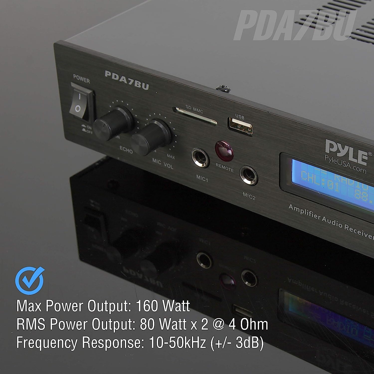 Pyle - PDA7BU (Black) - 5 Channel Rack Mount Bluetooth Receiver, Home Theater Amp, Speaker Amplifier, Bluetooth Wireless - Image 11