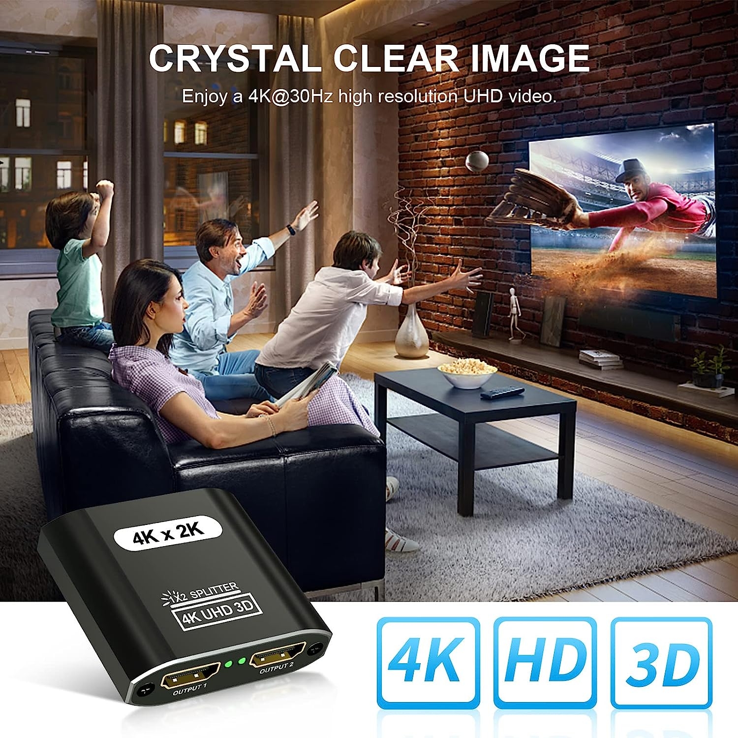 HDMI Splitter 1 In 2 Out, 4K@30Hz HDMI Splitter for Dual Monitors, Aluminum Powered HDMI Spliter for Mirror Screen,1x2 HDMI - Image 7