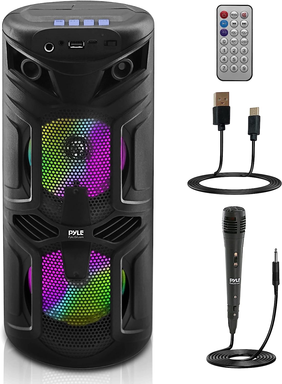 Portable Bluetooth PA Speaker - 240W Dual 8" Rechargeable Indoor/Outdoor BT Karaoke Audio System - TWS, Party Lights, LED - Image 8