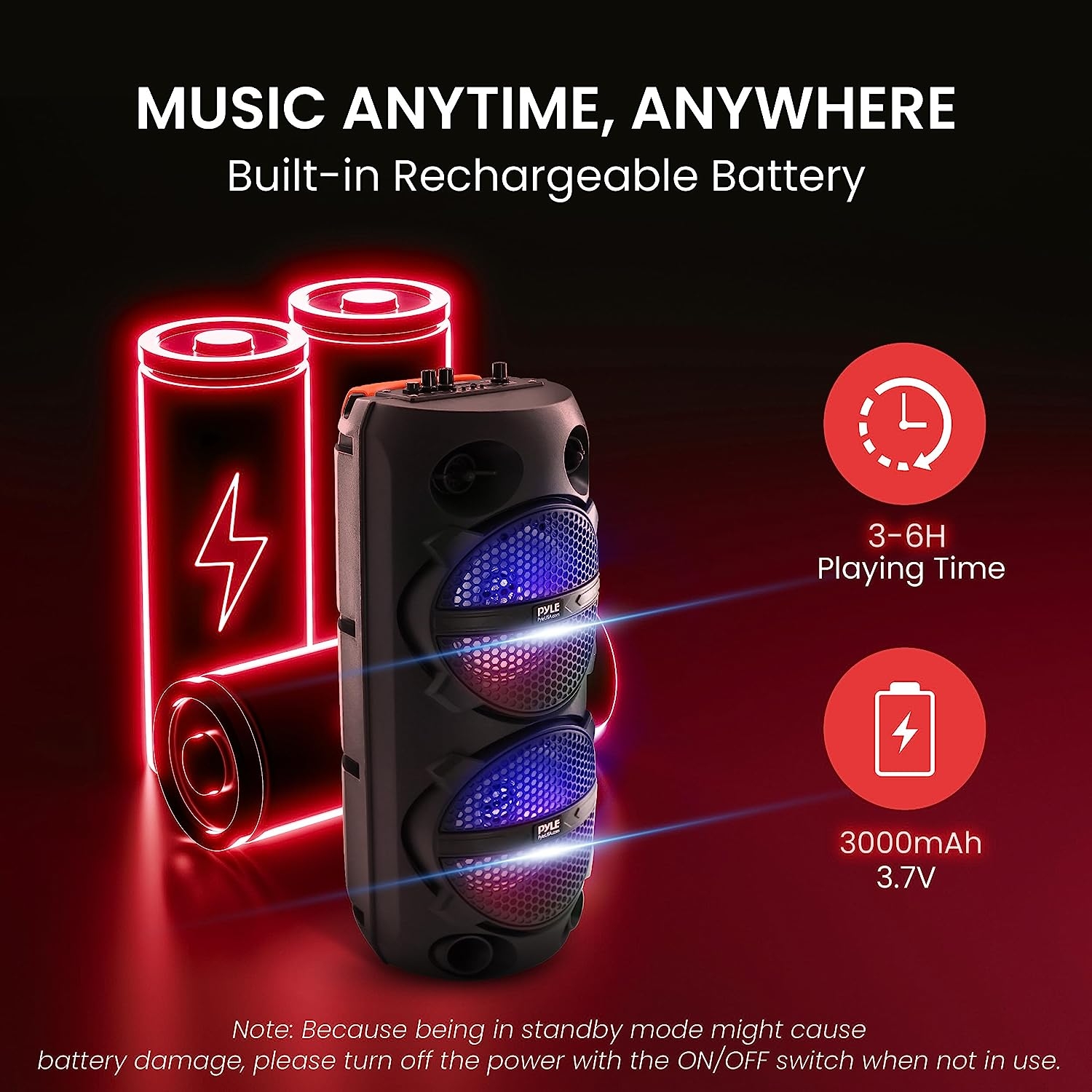 Portable Bluetooth PA Speaker - 240W Dual 8" Rechargeable Indoor/Outdoor BT Karaoke Audio System - TWS, Party Lights, LED - Image 5