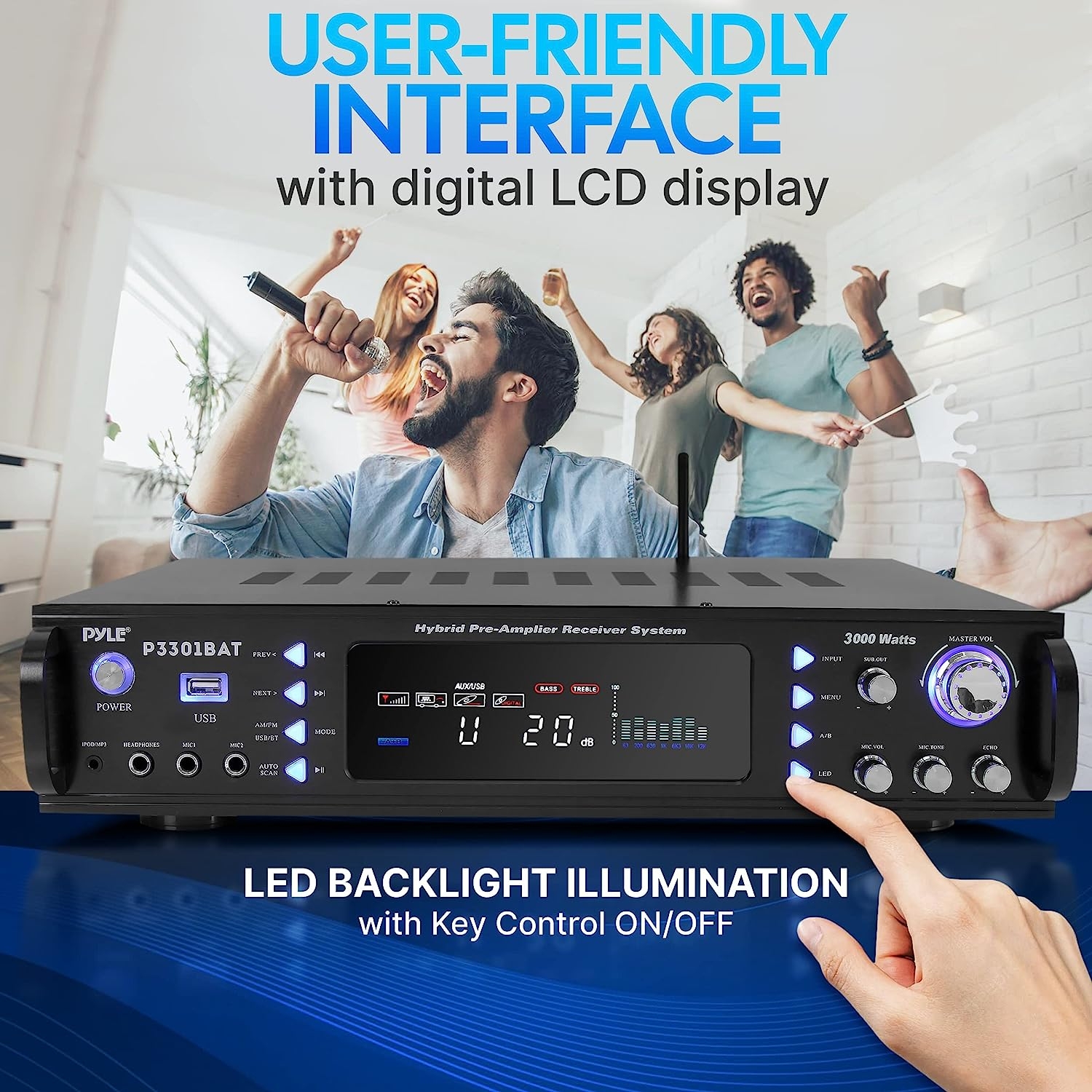 Wireless Bluetooth Home Stereo Amplifier - Hybrid Multi-Channel 3000 Watt Power Amplifier Home Audio Receiver System w/AM/FM - Image 5