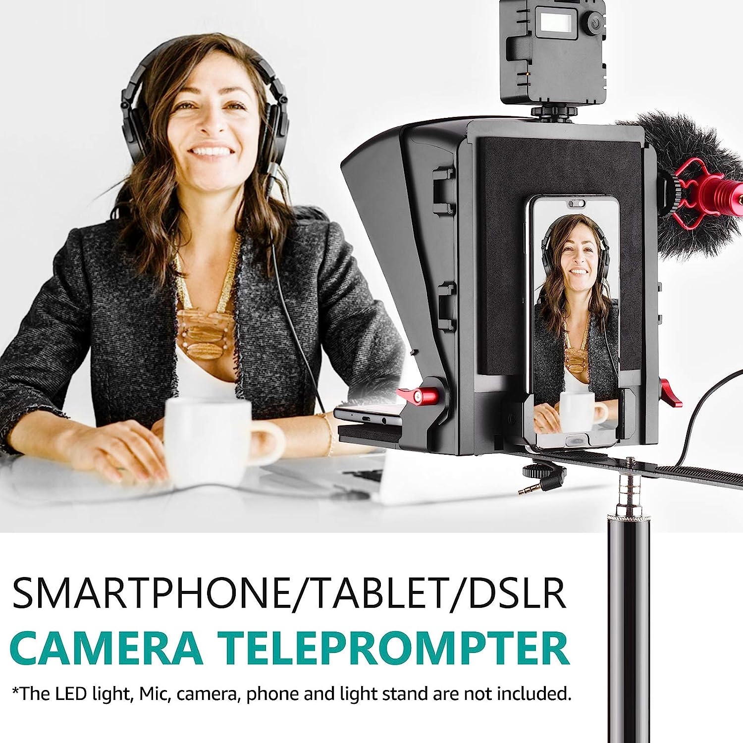 Andoer A1 Universal Portable Teleprompter Prompter for Smartphone/Tablet/DSLR Camera Video Recording Live Streaming Interview - Image 8