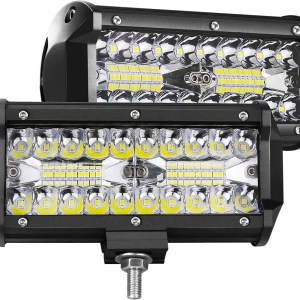 7 Inch LED Off Road Lights Pods, 2 Pcs 6.5 Inch 240W Spot Flood Combo Beam 24000LM Triple Row Waterproof Led Work Lights Driving
