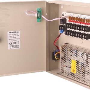 EVERSECU 18 Channel DC12V 20 Amp Reset Fuse CCTV DC Distributed Power Box with AC Plug and Lock for Security Cameras, DVRs, CCTV