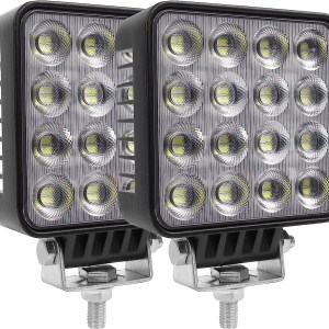 Square LED Light Pods for Trucks 5 Inch LED Work Light 4x4 Off Road 12V 24V Flood Beam Car Tractors UTV SUV Boat Driving Working