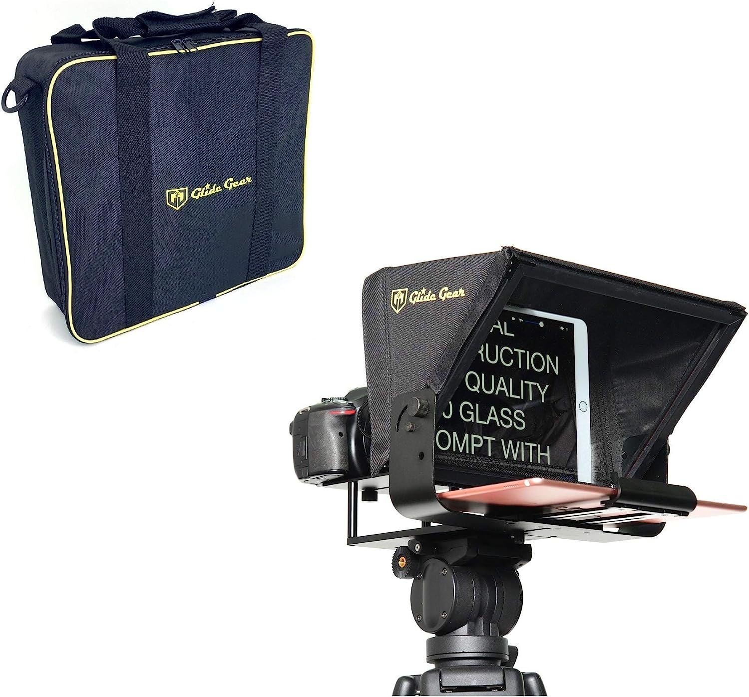 Glide Gear TMP 500 Universal Video Camera Tripod Teleprompter 15mm Rails w/ Carry Case - Image 9