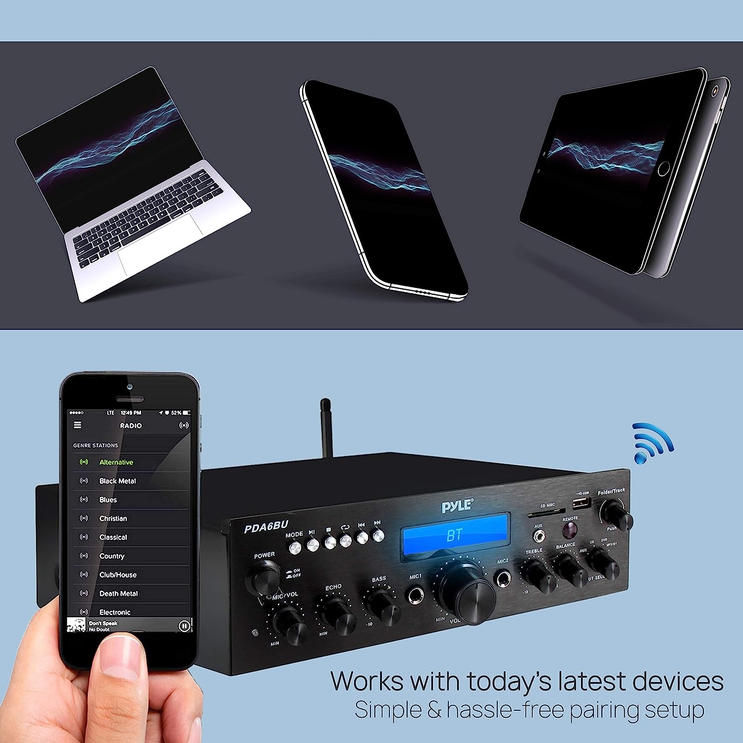 Pyle - PDA7BU (Black) - 5 Channel Rack Mount Bluetooth Receiver, Home Theater Amp, Speaker Amplifier, Bluetooth Wireless - Image 25