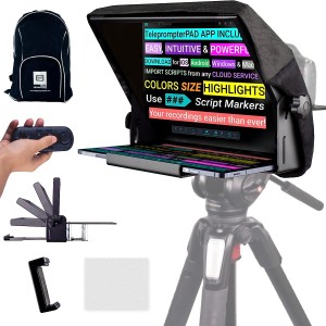 TELEPROMPTER PAD iLight PRO 11" Autocue teleprompter iPad Tablet - Kit teleprompter for Video with Remote Control, APP & Carry