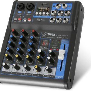 Pyle Professional Audio Mixer Sound Board Console - Desk System Interface with 6 Channel, USB, Bluetooth, Digital MP3 Computer