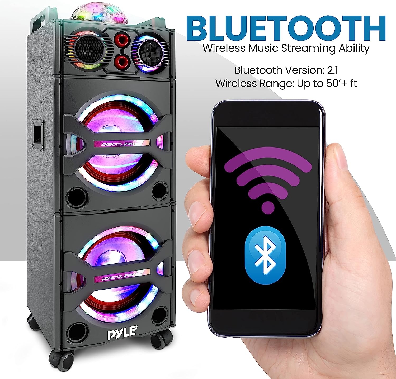 Pyle Portable Bluetooth PA Speaker System - 2000W Active powered Outdoor Bluetooth Speaker Portable PA System w/Microphone In, - Image 3