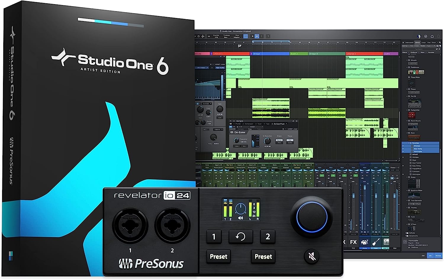 PreSonus Revelator io24 USB-C Compatible Audio Interface with Integrated Loopback Mixer and Effects for Streaming, Podcasting,