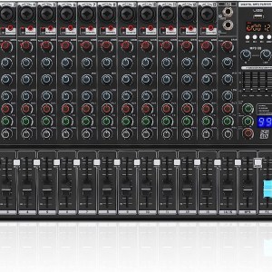 XTUGA TS7 Professional 7 Channel Audio Mixer with 99 DSP Effects,7-band EQ,Independent 48V Phantom Power&Mute Button,Bluetooth