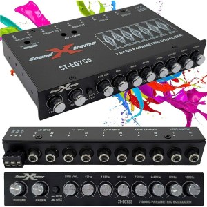 SoundXtreme ST-EQ755 1/2 Din 7 Band Car Audio Parametric Equalizer EQ with Front, Rear + Sub Output 8 Volt RMS Three Stereo RCA