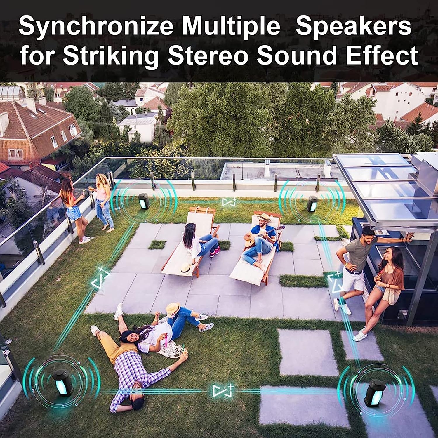 Onforu Outdoor Bluetooth Speakers, 2 Pack 25W Wireless Speakers, Supported Pairing Many Speakers, IPX5 Waterproof Patio Speakers - Image 2