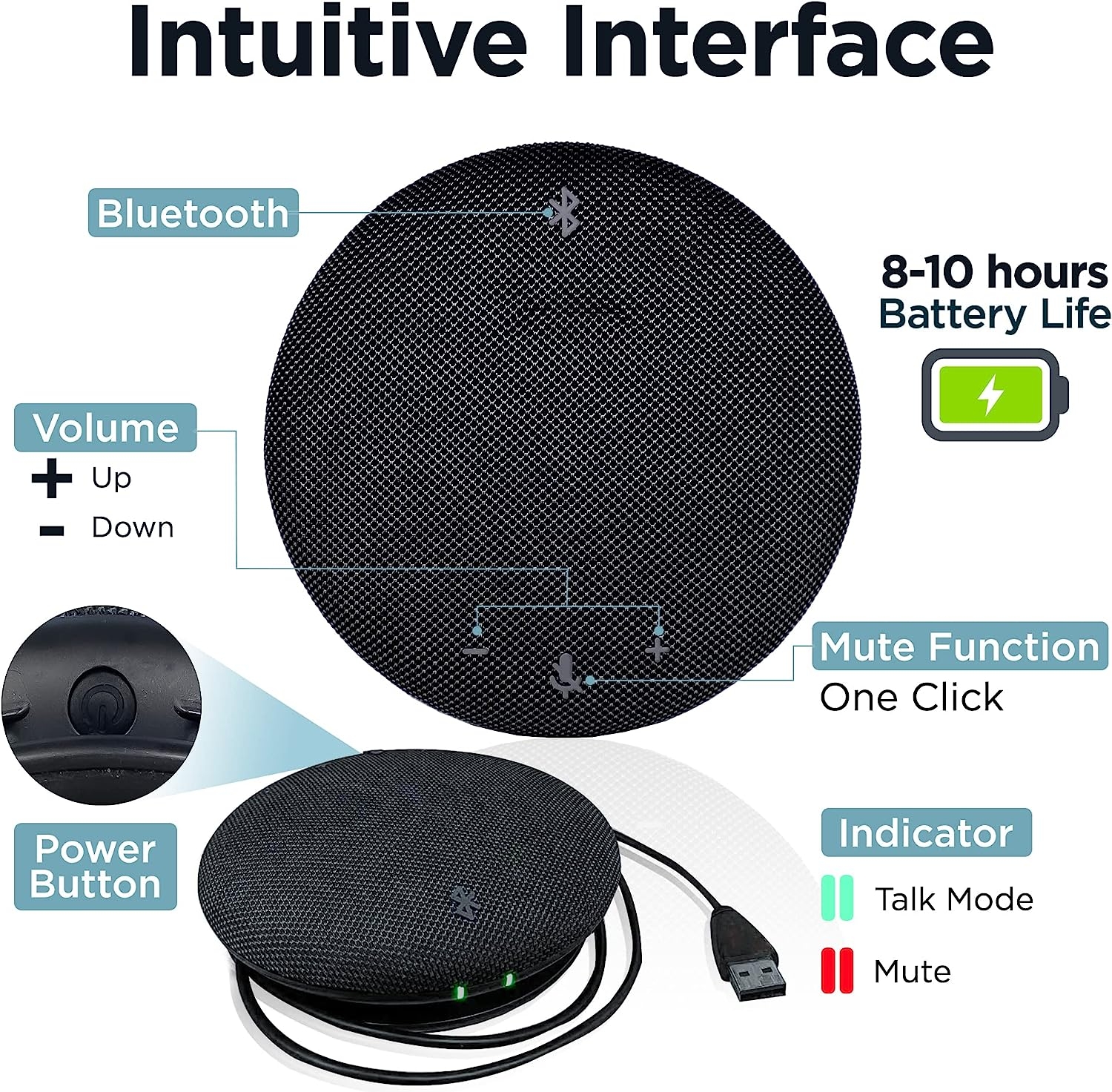 INNOTRIK Bluetooth Conference Speaker with Microphone | 360-Degree Voice Pickup & Noise Canceling Conference Room - Image 5
