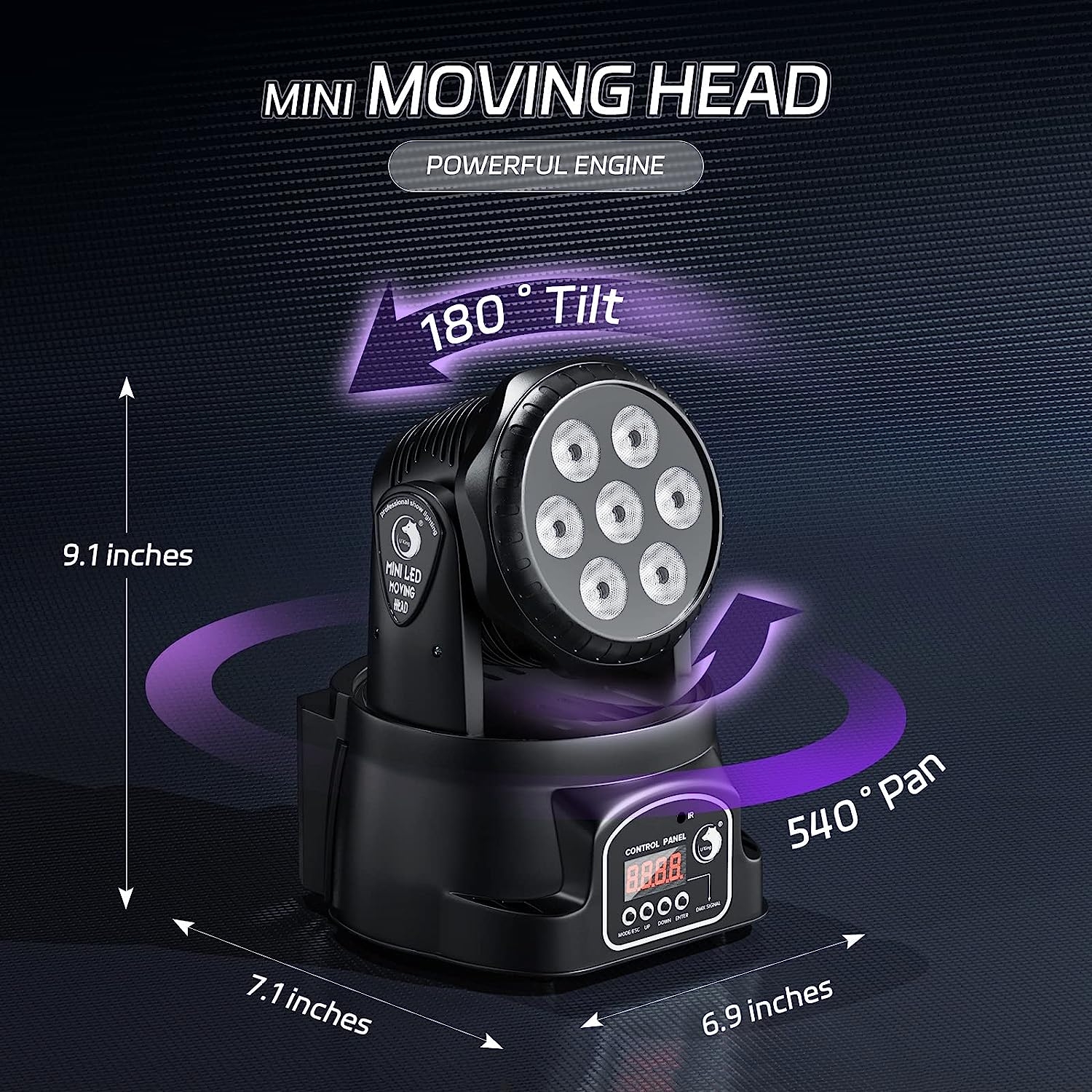 U`King Moving Head Light RGBW Stage Lighting DJ Lights 7 x 10W LED Beam Spotlight 9/14 CH Wash Light with DMX and Sound - Image 5