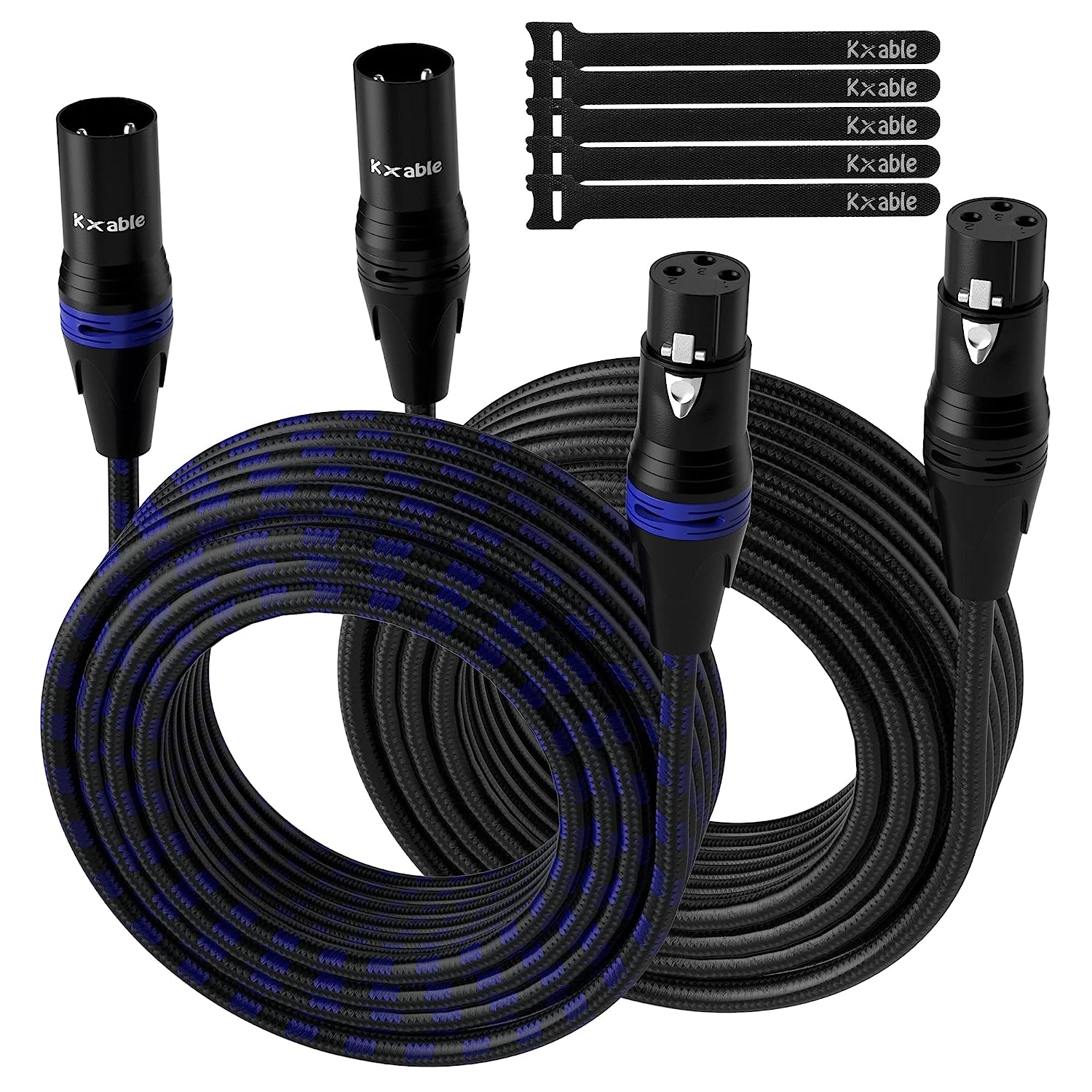 XLR Microphone Cable 15 Feet (2 Pack, 2 Colors), 3 Pin Shielded Balanced Male to Female Mic Cord, DMX Cable for Amplifier, - Image 15