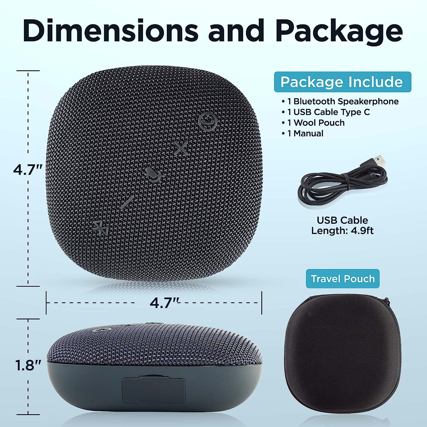 Derico Bluetooth Conference Speaker with Microphone for Teams & Zoom | Loud & HiFi Portable USB Speakerphone | Noise Cancelling - Image 9