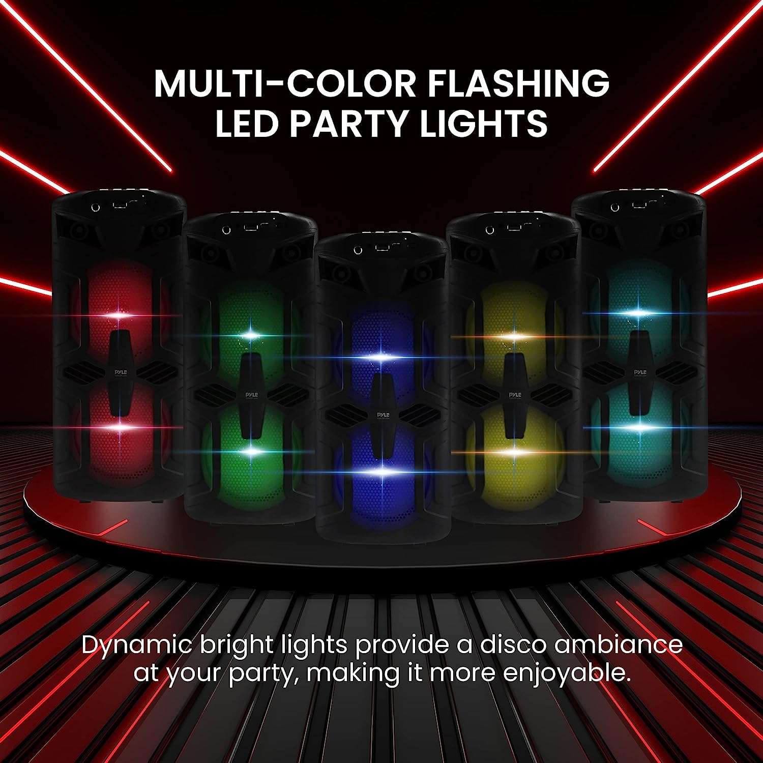 Portable Bluetooth PA Speaker - 240W Dual 8" Rechargeable Indoor/Outdoor BT Karaoke Audio System - TWS, Party Lights, LED - Image 11