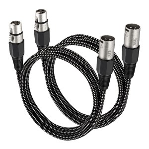 XLR Cable 25 FT/2 Pack, 3 Pin Nylong Braided Balanced XLR Male to XLR Female Microphone DMX Patch Cords (Pure Copper Conductors)