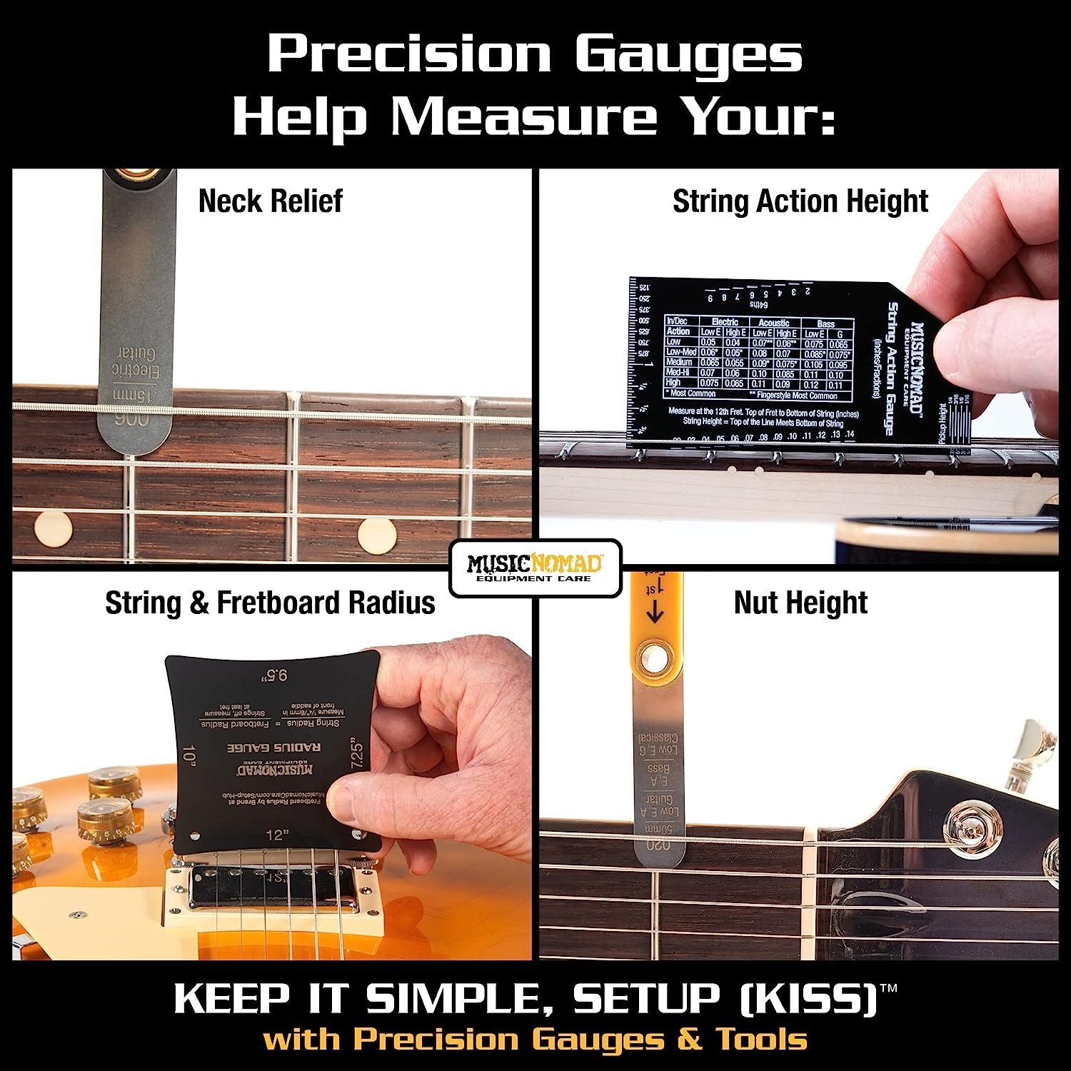 MusicNomad KEEP IT SIMPLE, SETUP (KISS)™ Starter Kit Bundle - 6 pc. Gauge Set, 26 pc. Guitar Tech Tool Set, 11 pc. Truss Rod - Image 5
