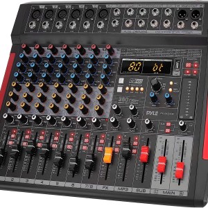 Professional DJ Audio Mixer Controller - 8-Channel DJ Controller Sound Mixer w/DSP 380 Preset Effects, Recording, USB, 6 XLR