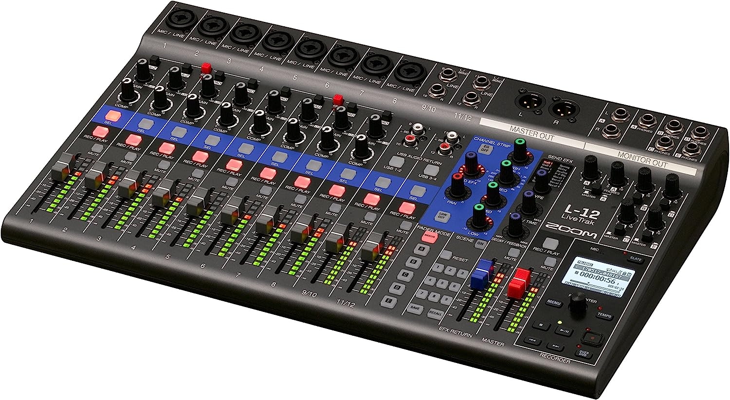 Zoom LiveTrak L-12 Digital Mixer & Multitrack Recorder, for Music, Podcasting, and More, 12-Input/ 14-Channel SD Recorder, - Image 8