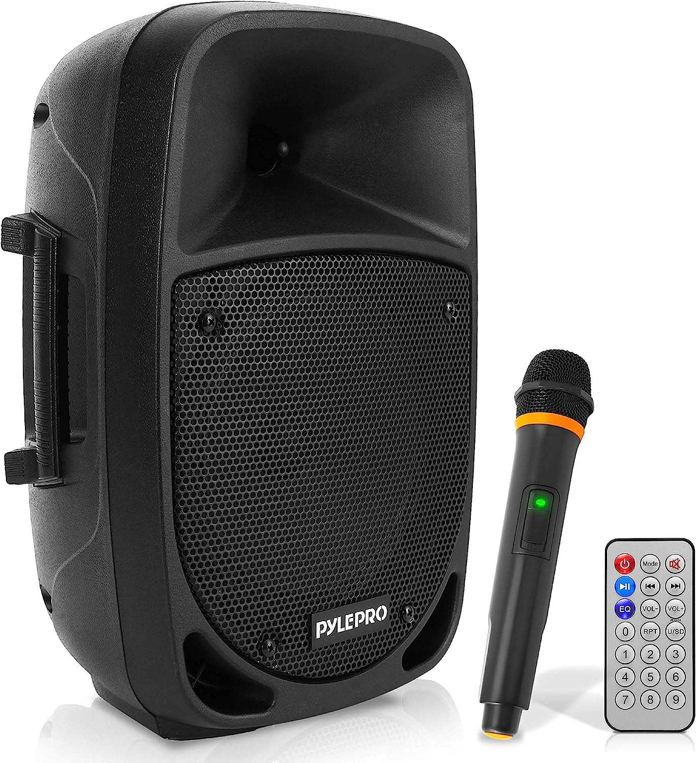 Pyle 800W Portable Bluetooth PA Speaker - 8’’ Subwoofer, LED Battery Indicator Lights w/Built-in Rechargeable Battery,