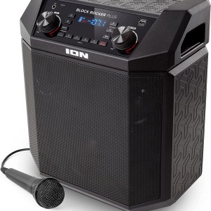 ION Audio Block Rocker Plus - Portable Bluetooth Speaker 100W W/Battery, Karaoke Microphone, AM FM Radio, Wheels & Telescopic