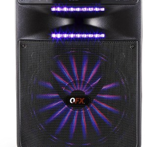 QFX PBX-115 15" Rechargeable Smart App Controlled Portable Party Sound System with Wired Microphone