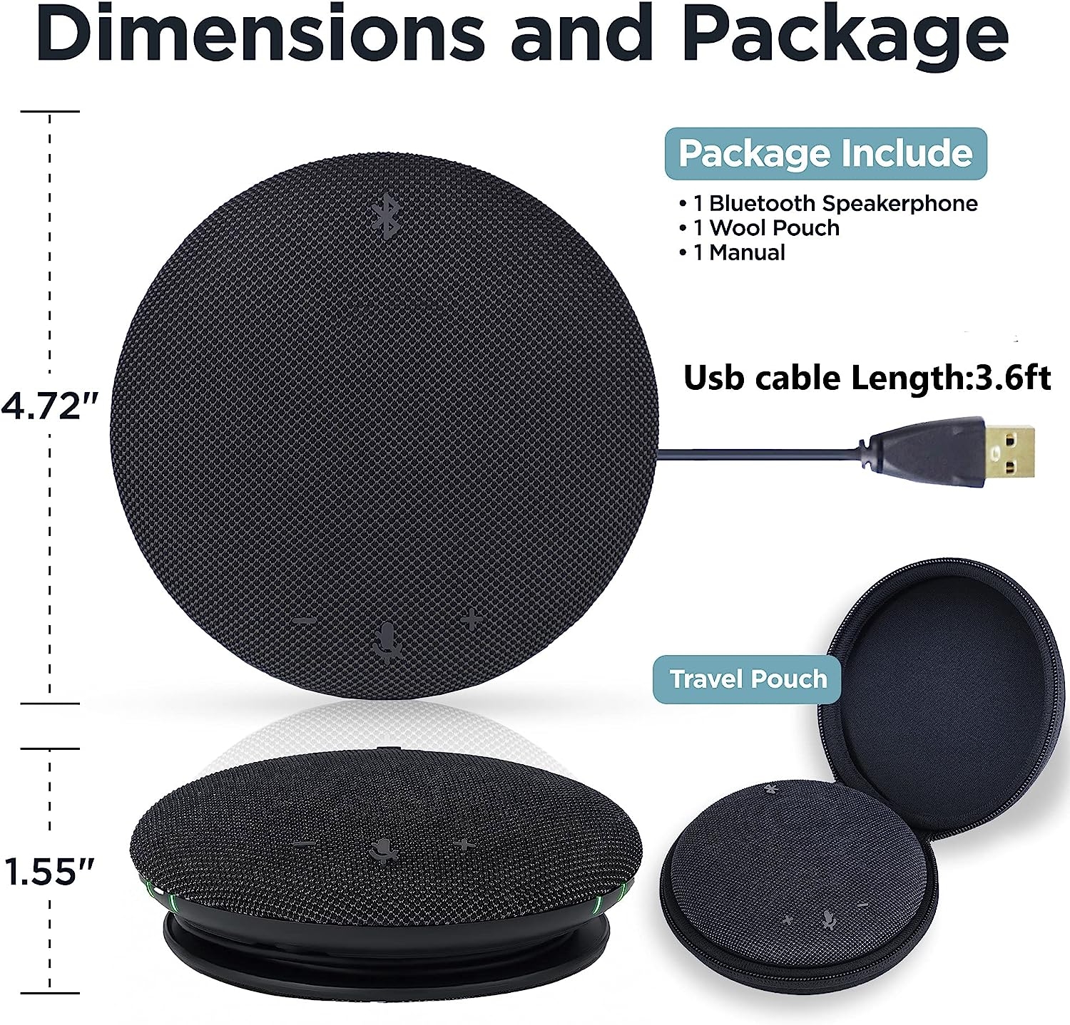 INNOTRIK Bluetooth Conference Speaker with Microphone | 360-Degree Voice Pickup & Noise Canceling Conference Room - Image 6