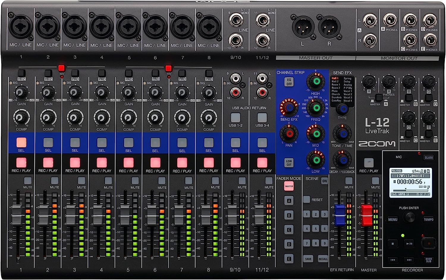 Zoom LiveTrak L-12 Digital Mixer & Multitrack Recorder, for Music, Podcasting, and More, 12-Input/ 14-Channel SD Recorder,