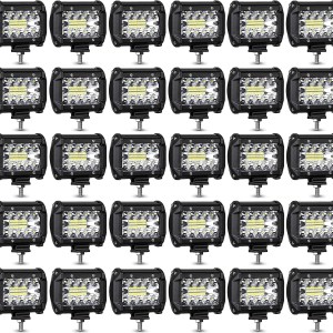 MUVKQC LED pod Lights,30PCS 4IN 72W Square LED Work Light pods 12V-60V led Equipment Lights Offroad Driving Lights for Trucks