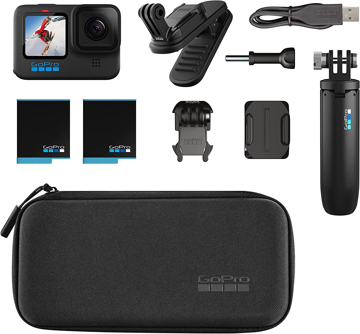 GoPro HERO10 Black Accessory Bundle - Includes HERO10 Camera, Shorty (Mini Extension Pole + Grip), Magnetic Swivel Clip, - Image 2