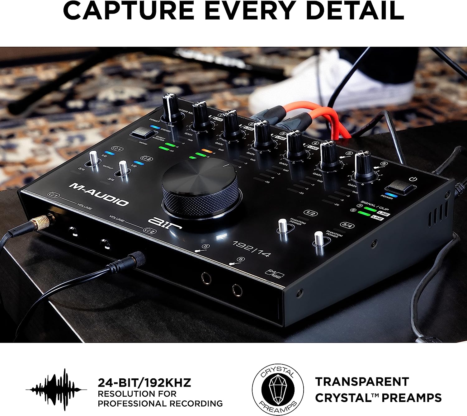 M-Audio AIR 192x8 USB C MIDI Audio Interface for Recording Music, Vocal, Guitar with Studio Quality, 2 XLR in, RCA outs and - Image 2