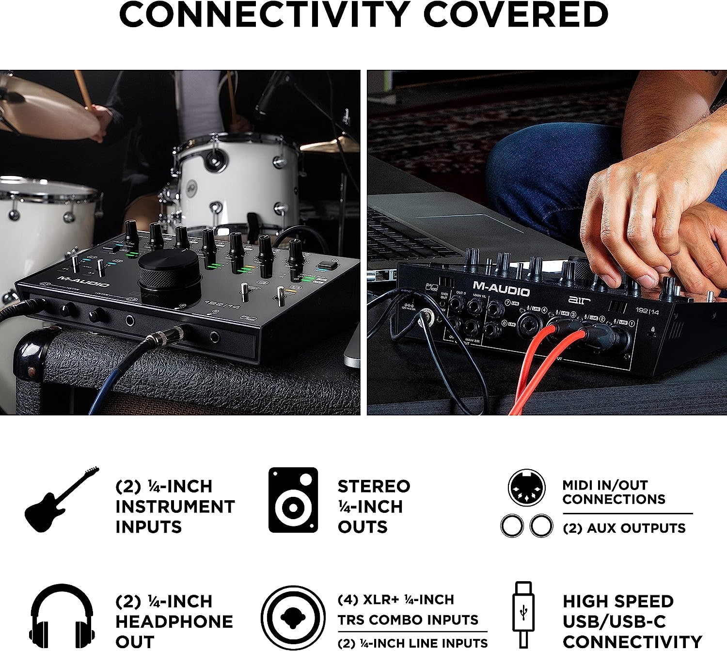 M-Audio AIR 192x8 USB C MIDI Audio Interface for Recording Music, Vocal, Guitar with Studio Quality, 2 XLR in, RCA outs and - Image 3