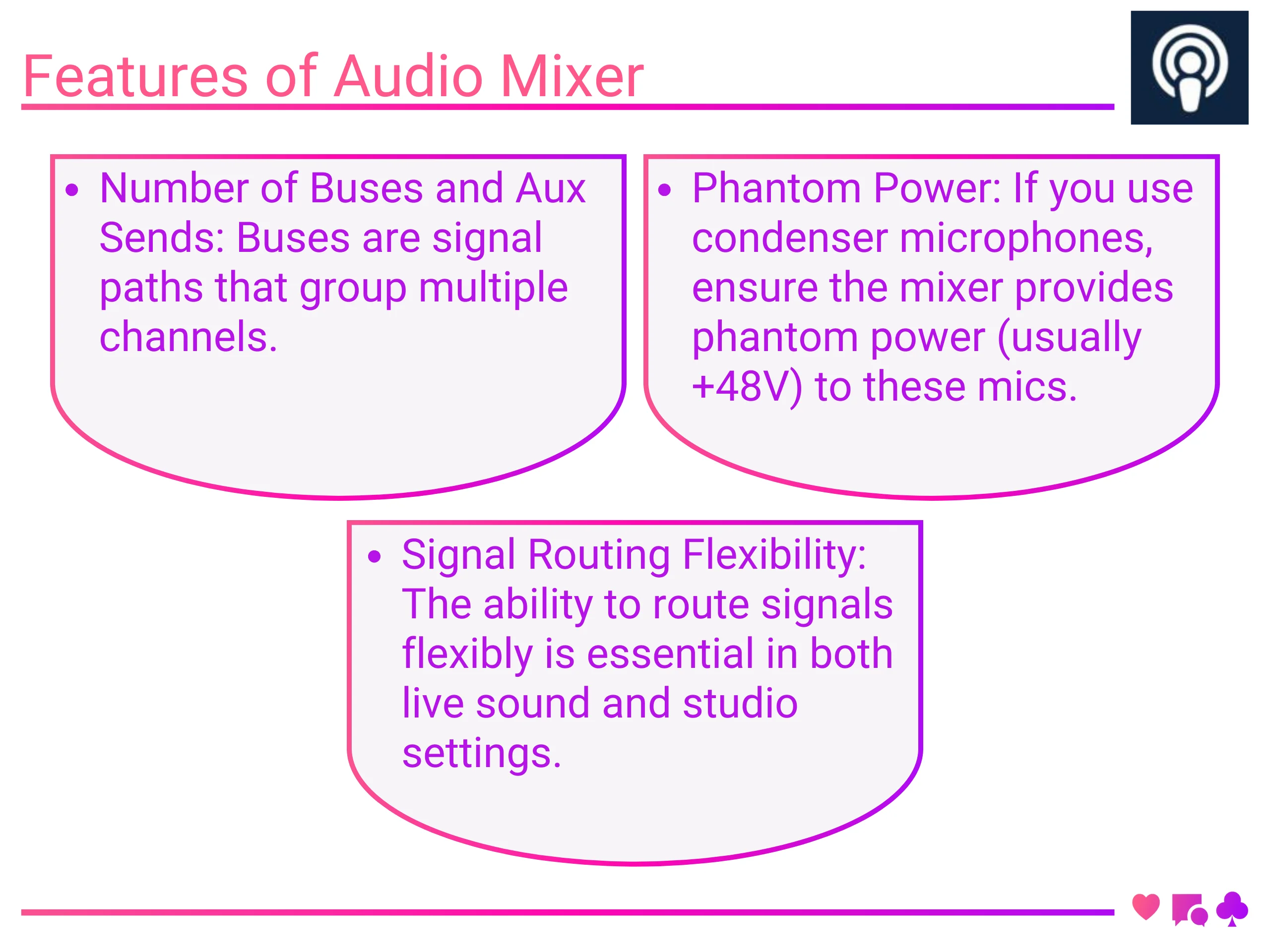 Features of Audio Mixer
