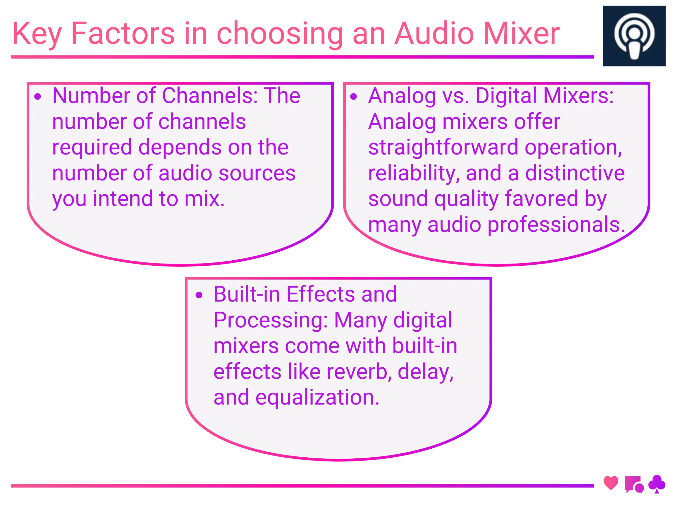 Key Factors in choosing an Audio Mixer