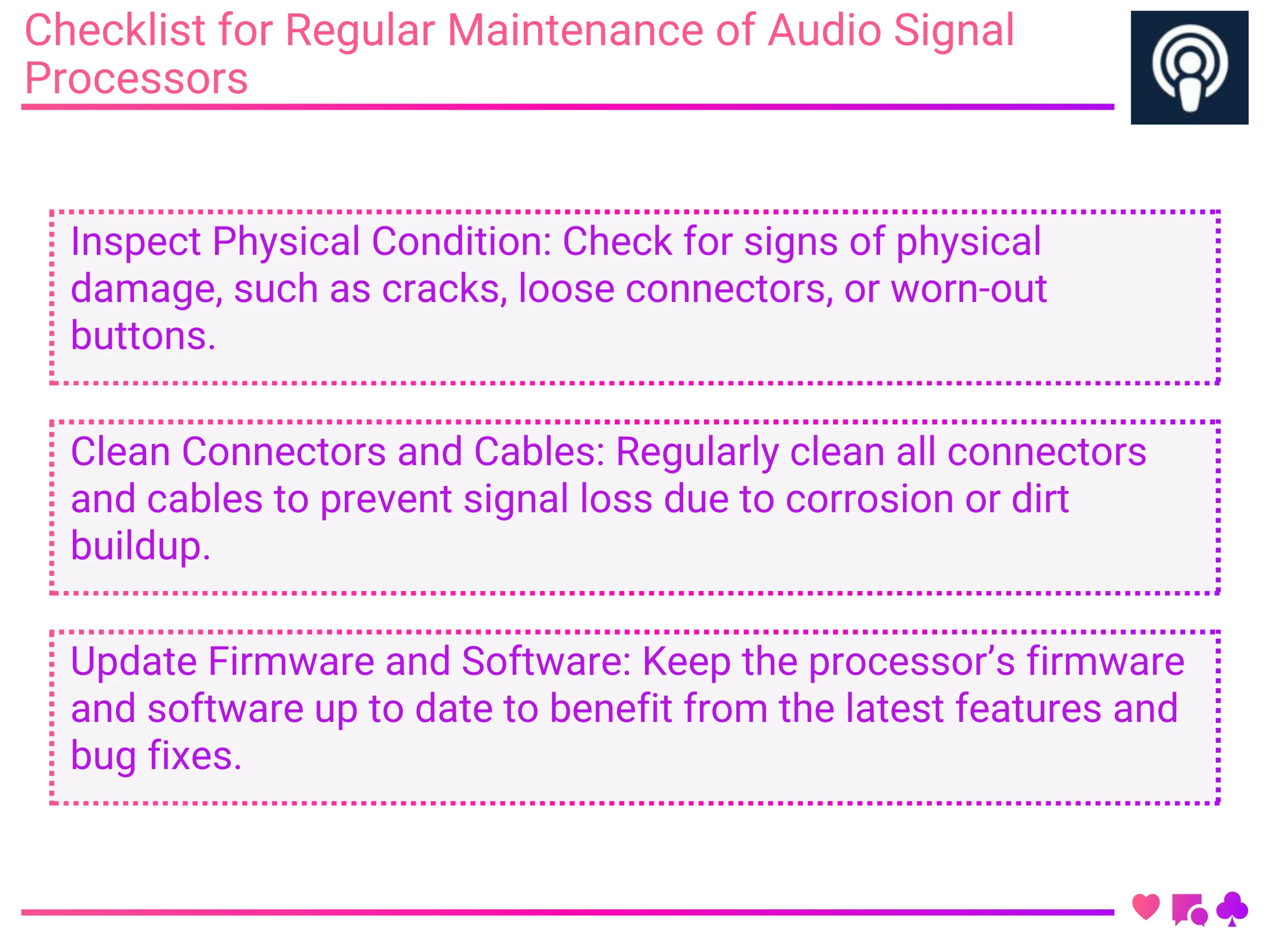 Checklist for Regular Maintenance of Audio Signal Processors