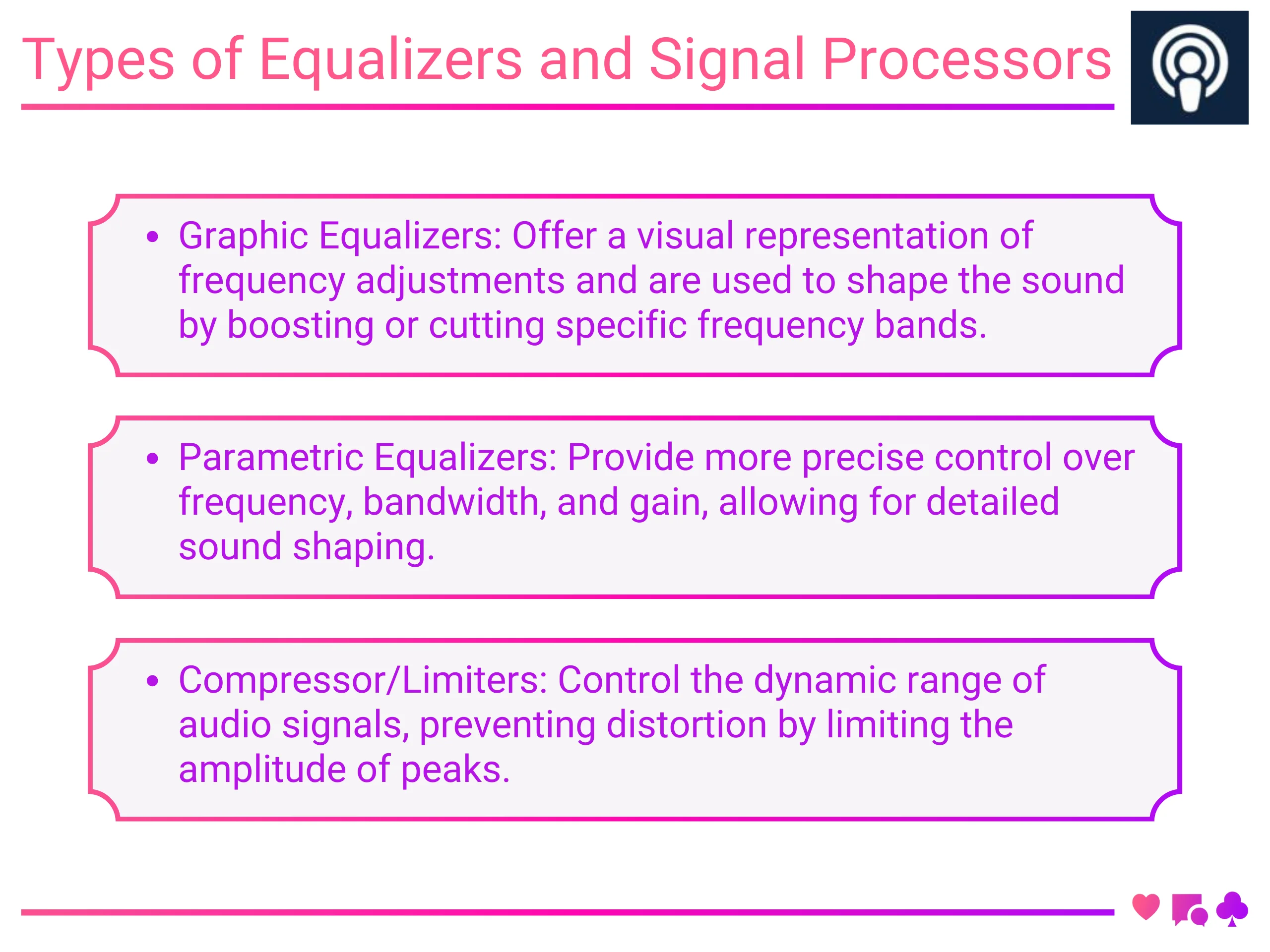 Types of Equalizers and Signal Processors