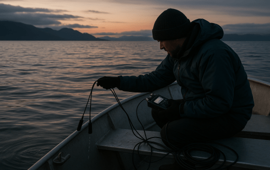 Field recordist captures humpback whale songs using underwater audio tools