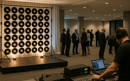 Vinyl records re-emerge as a versatile design element for live events