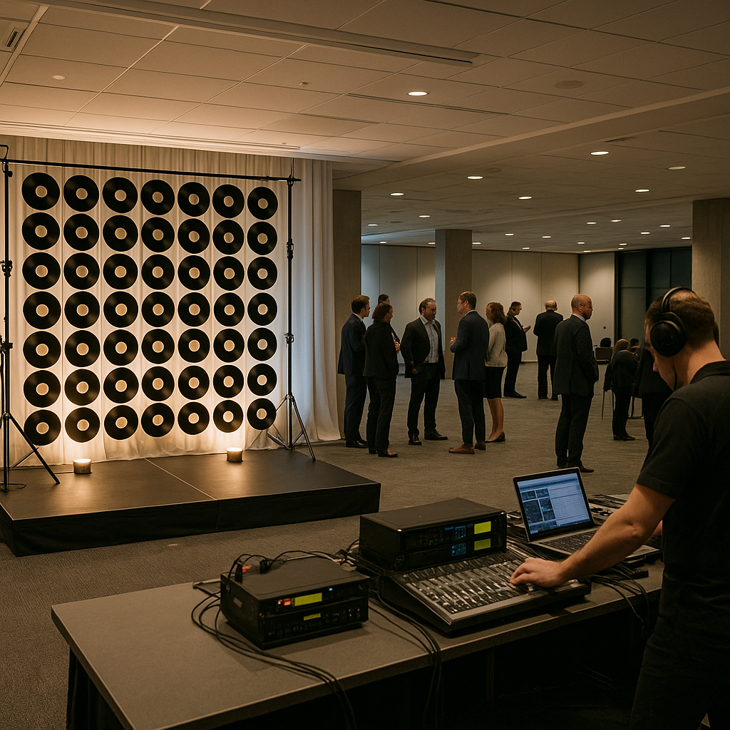 Vinyl records re-emerge as a versatile design element for live events